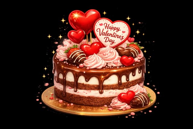 Happy Valentine Day Cake Gift  Png